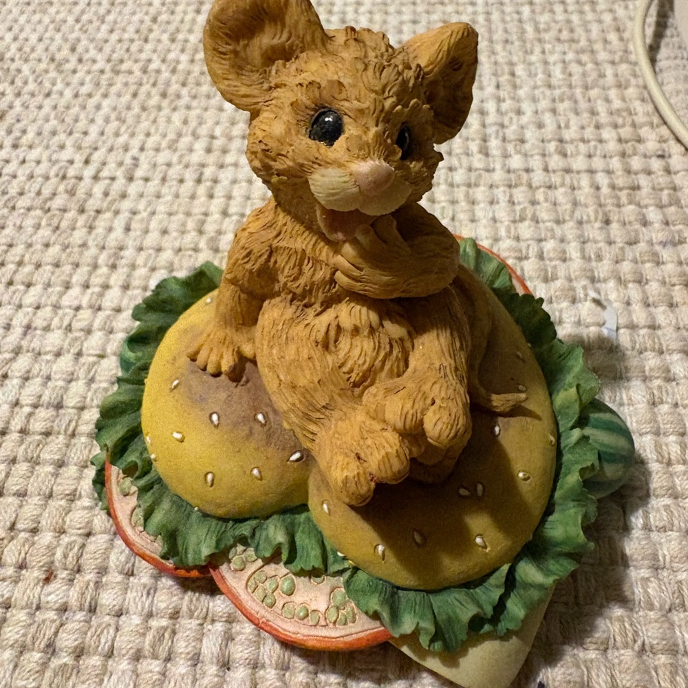 Adorable Mouse Figurine on Burger